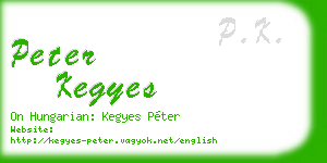 peter kegyes business card
